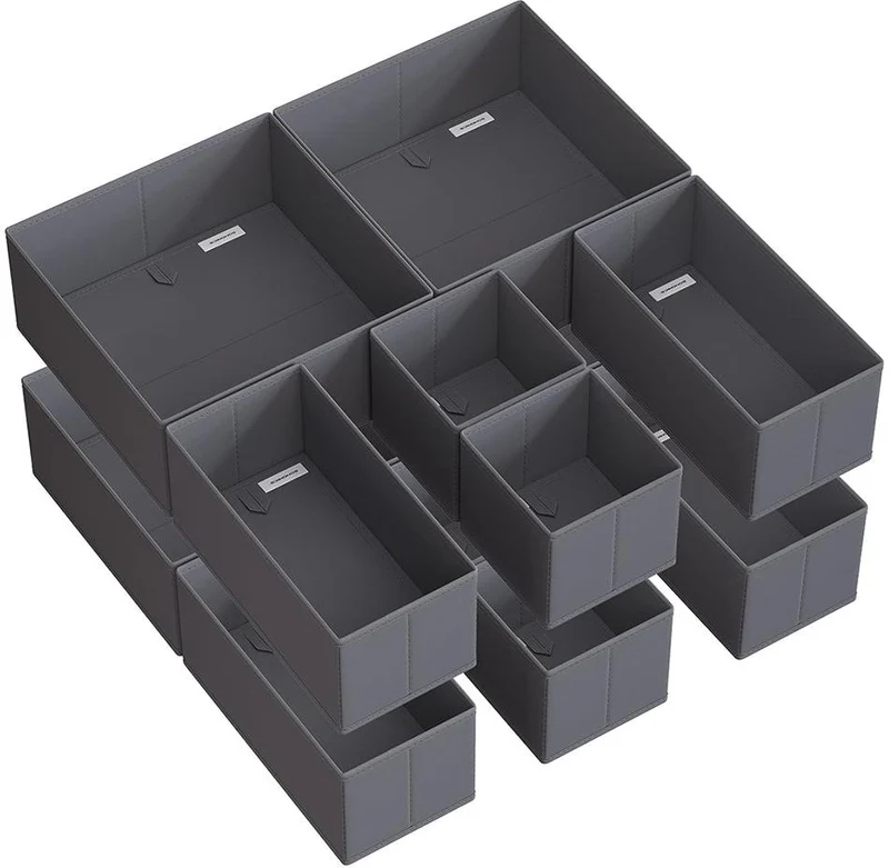 Lot de 6 organisateurs de tiroirs pour sous-vêtements 28 x 28 x 13 cm rangement pratique ambiance moderne en tissu non-tissé gris 12_0009516