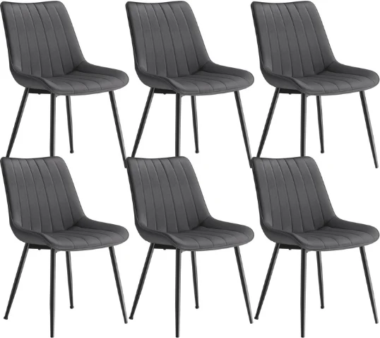 Lot de 6 chaises de salle à manger ergonomiques 57 x 48 x 80 cm confort assise douce style contemporain en polyester noir 12_0012790