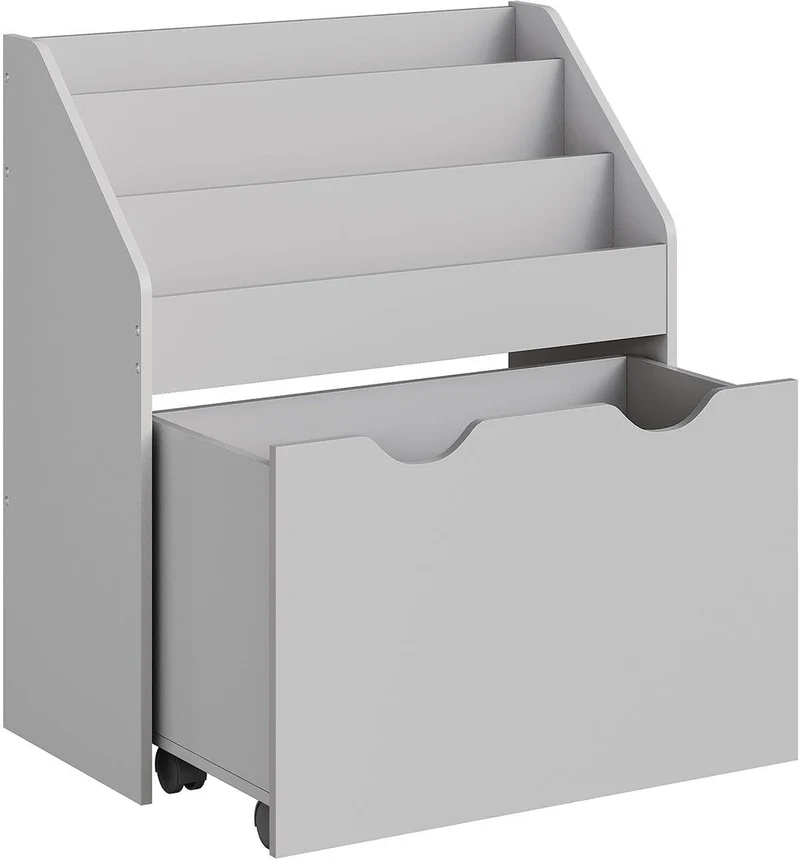 Étagère à jouets mobile avec roulettes 29,5 x 62,5 x 70 cm pratique pour chambre d'enfant ambiance cosy en MDF gris tourterelle 12_0011517