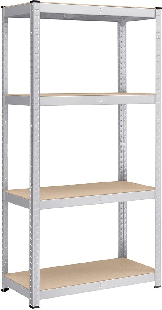 Étagère de rangement à 4 niveaux pour garage 40 x 80 x 160 cm capacité 520 kg design moderne en acier argent 12_0010285