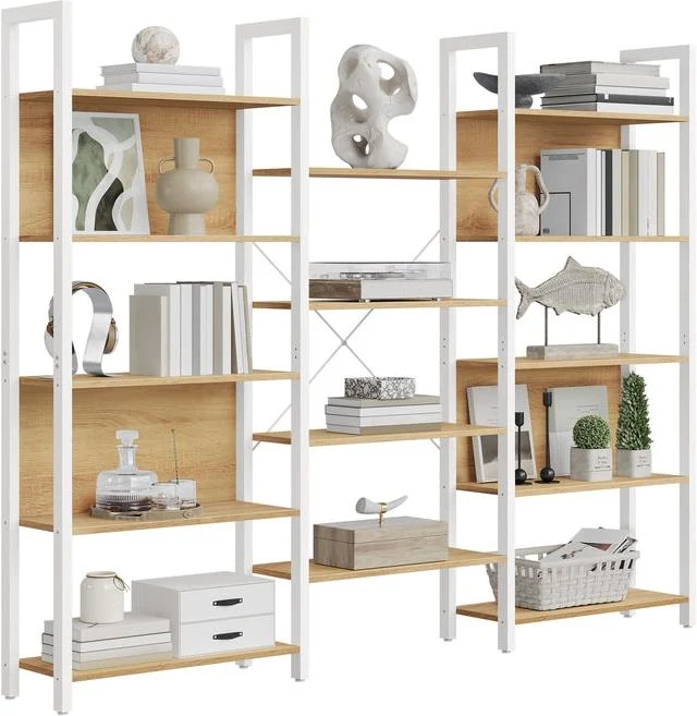 Bibliothèque étagère de rangement 158 x 24 x 166 cm capacité 140 kg style industriel finition mate en aggloméré noir 12_0009840