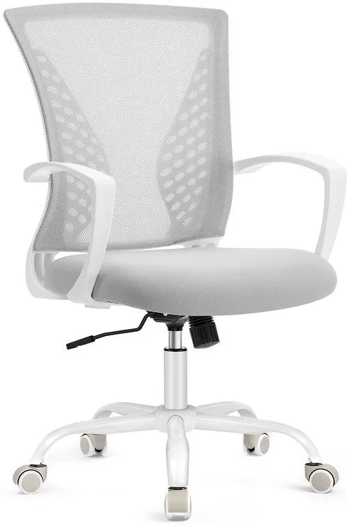 Fauteuil de bureau ergonomique réglable pivotant 64 x 64 x 104 cm confort assise respirante en polyester gris tourterelle 12_0012921