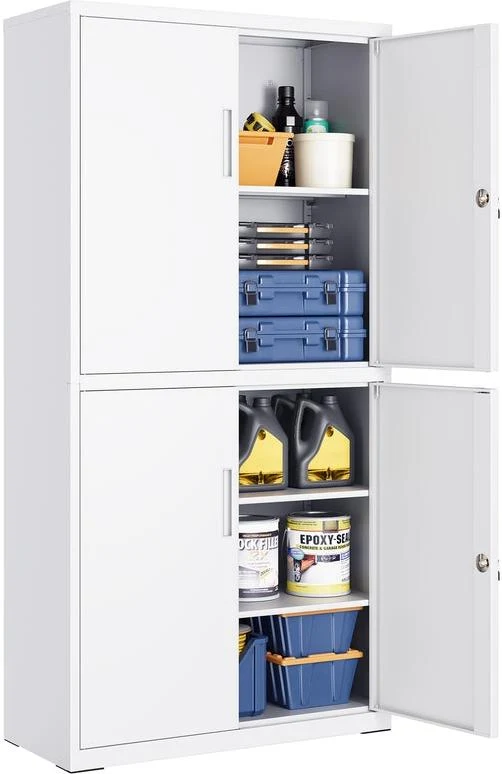 Armoire de rangement intérieure 40 x 80 x 180 cm avec étagères réglables usage bureau style moderne en acier blanc 12_0012248