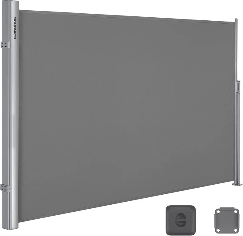 Store latéral brise-vue extérieur 180 x 400 cm protection vie privée design moderne en polyester gris 12_0009871
