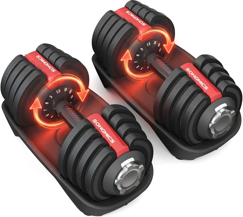 Lot de 2 haltères réglables fitness gain de place 40 x 20,5 x 20,5 cm en acier noir 12_0013072