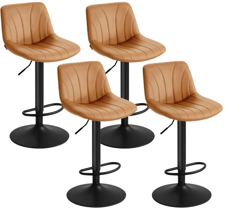 Lot de 2 tabourets de bar avec dossier hauteur réglable 46,5 x 43 x 88-108 cm assise ergonomique design moderne en PU marron caramel 12_0012126