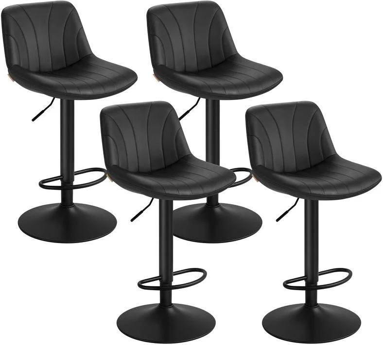 Lot de 2 tabourets de bar hauteur réglable 46,5 x 43 x 88-108 cm avec repose-pied design moderne en acier noir 12_0012782
