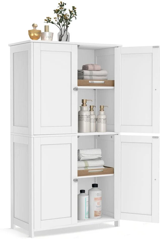 Meuble de rangement haut design épuré 30 x 60 x 108,5 cm 4 portes 2 étagères réglables en MDF blanc nuage 12_0012522
