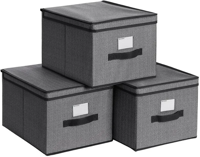 Lot de 6 boîtes de rangement pliables cubes 33 x 33 x 33 cm pratique décoratif en tissu noir 12_0010761