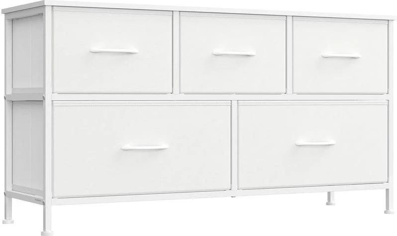 Commode de rangement moderne 30 x 98,8 x 52,2 cm 9 tiroirs fonctionnels ambiance cosy en MDF blanc 12_0012975
