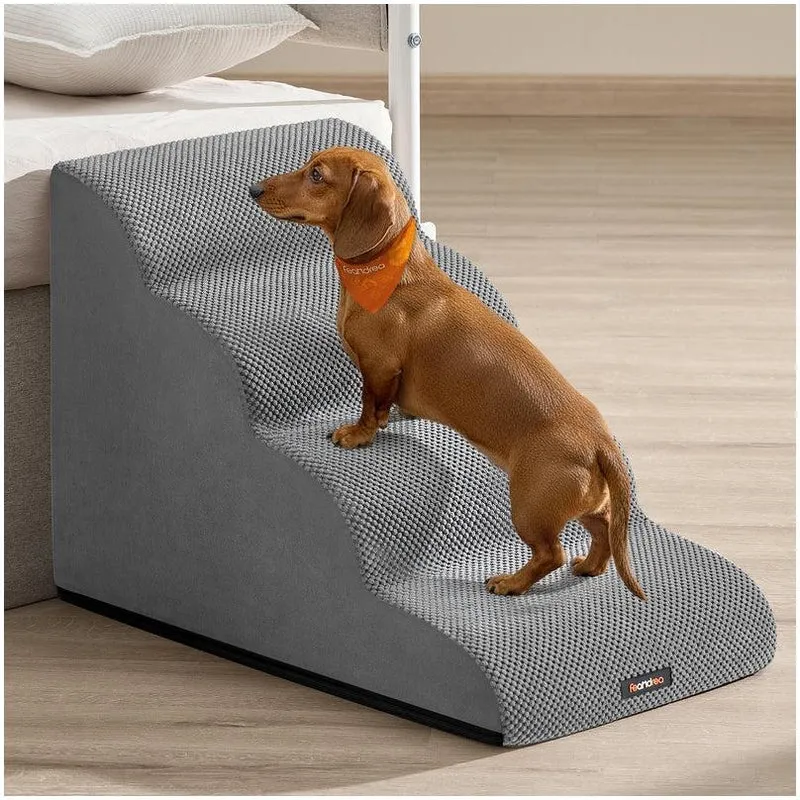 Escalier pour chien à 2 marches design antidérapant 72 x 40 x 50 cm en suédine synthétique gris 12_0012373
