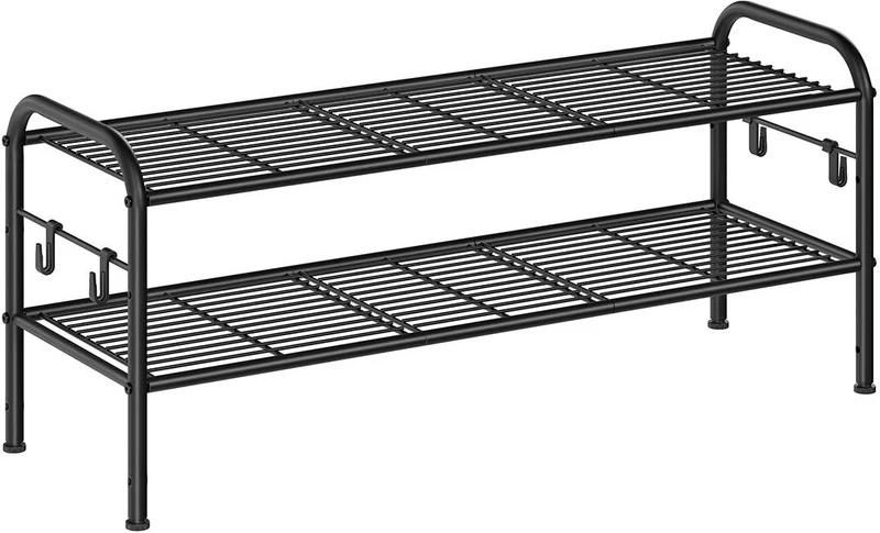 Étagère à chaussures réglable 28 x 85 x 35 cm pour 10 paires d'entrée couloir finition moderne en acier noir 12_0011595
