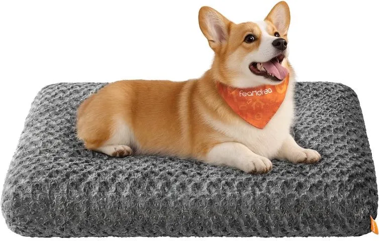 Panier pour chien taille M 95 x 60 cm rembourrage doux antidérapant style moderne en tissu peluche gris ardoise 12_0012800