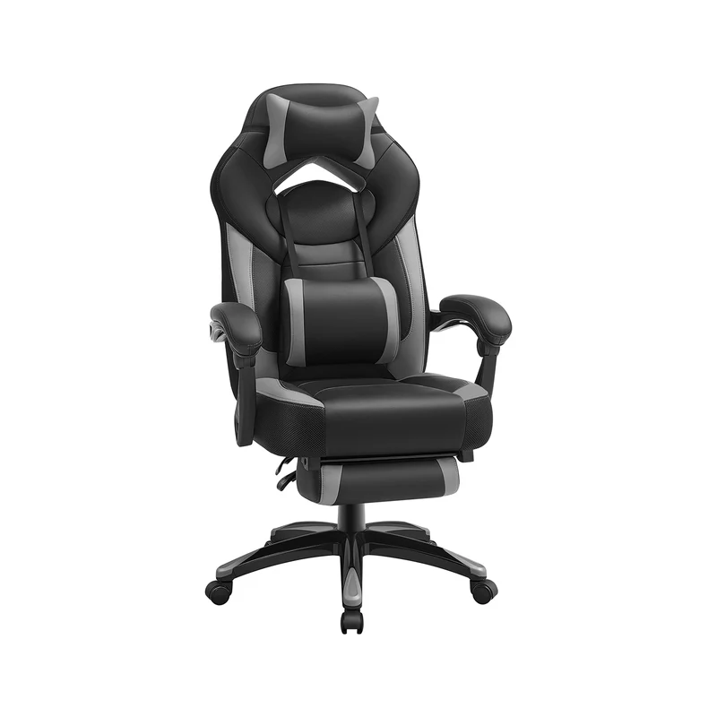 Fauteuil gamer ergonomique inclinable 70 x 64 x 128 cm confort optimal design moderne en PU gris 12_0008398