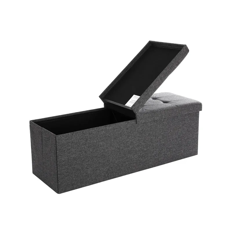 Coffre de rangement banquette 110 x 38 x 38 cm capacité 120 litres charge 300 kg style moderne en MDF gris foncé 12_0008381