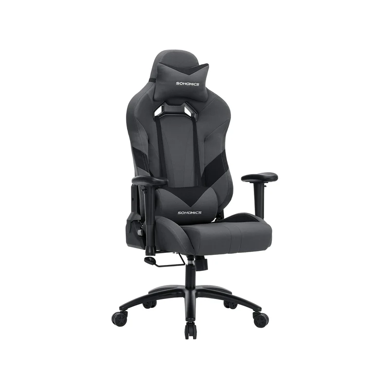 Chaise de bureau ergonomique gamer réglable hauteur 129 x 70 x 71 cm assise confortable style moderne en polyester noir 12_0008174