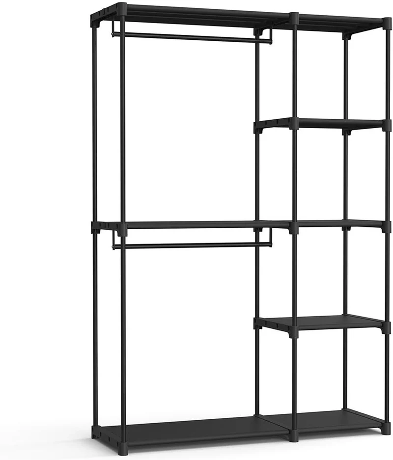 Armoire autoportante penderie pliable 43 x 124 x 182 cm avec barre de suspension style contemporain en tissu noir 12_0009876