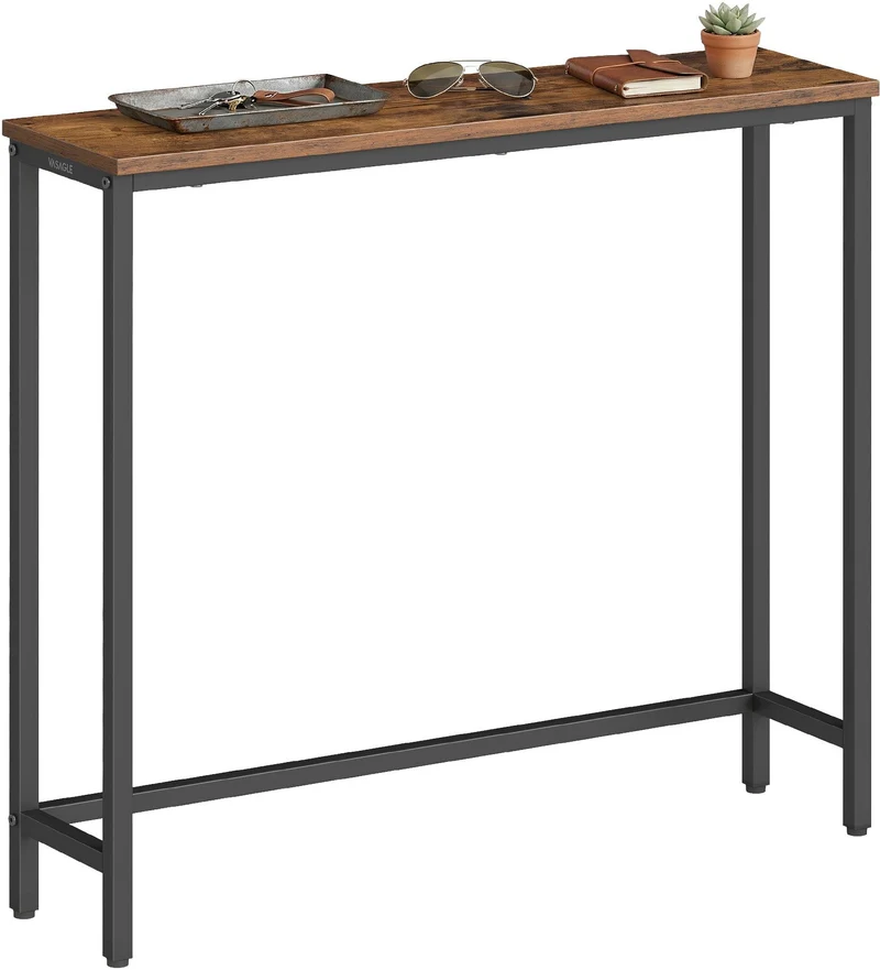 Meuble console moderne pour couloir chambre salon 20 x 80 x 81,2 cm avec montage facile en panneau d'aggloméré marron rustique 12_0013180