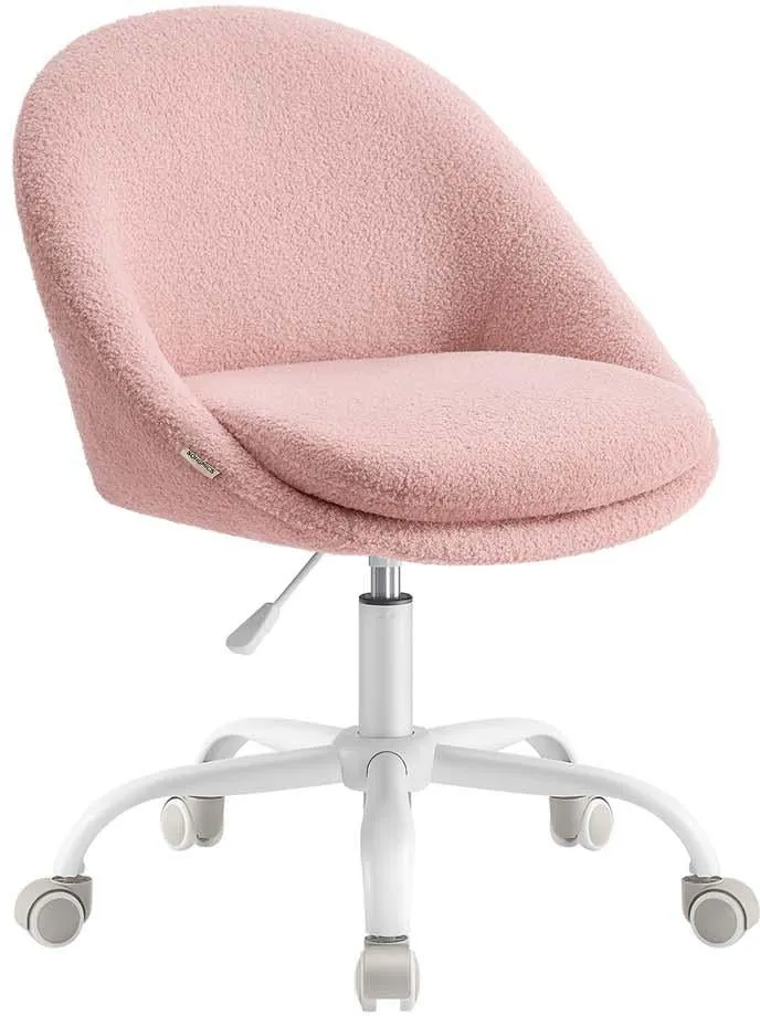 Chaise de bureau réglable en hauteur 60 x 60 x 90 cm confort rembourrage ergonomique style moderne en tissu rose bonbon 12_0010323