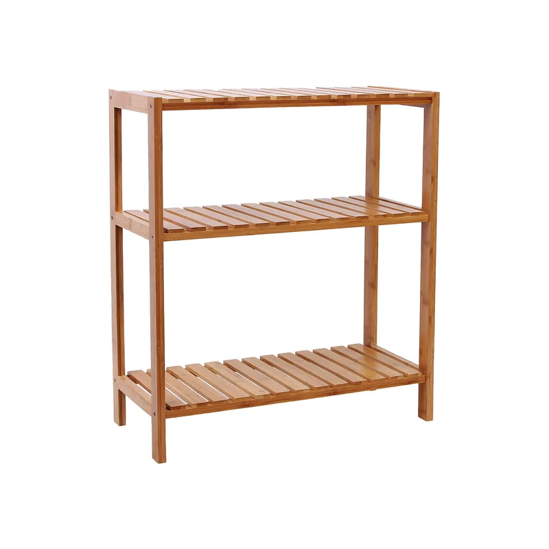 Étagère de rangement moderne 3 niveaux 60 x 26 x 66 cm stable utilisation polyvalente en bambou naturel 12_0008630