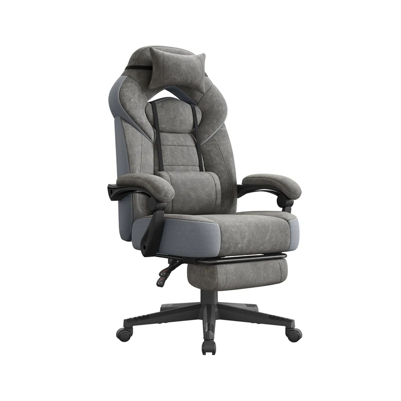 Chaise de bureau ergonomique réglable 72,4 x 69,7 x 133 cm en suédine gris ardoise 12_0008133