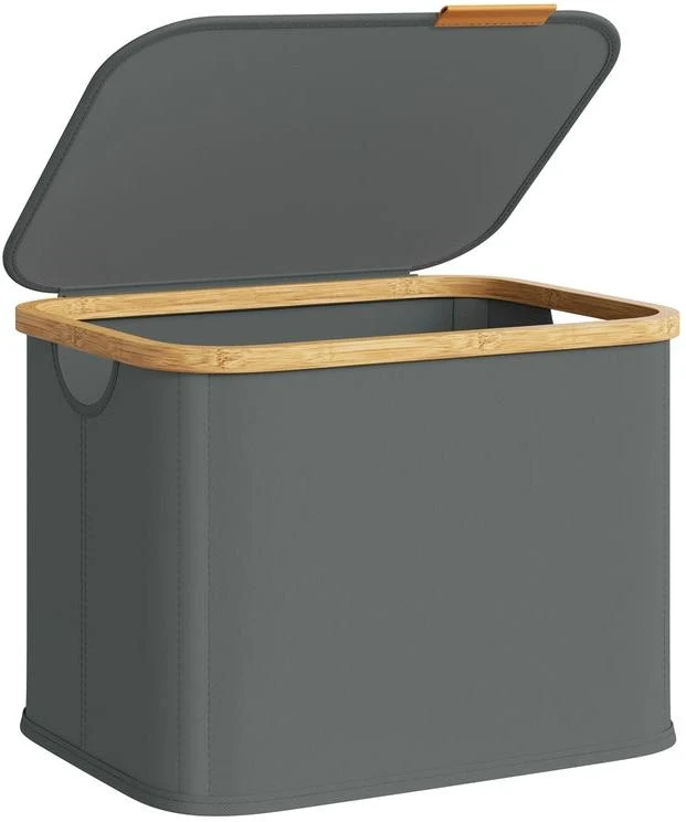 Panier à linge pliable pratique pour buanderie chambre salon 42 x 32 x 30 cm en tissu oxford gris ardoise 12_0012544