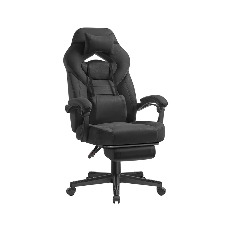 Fauteuil de bureau ergonomique réglable hauteur 70 x 70 x 134 cm confort optimal style moderne en suédine noir 12_0008466