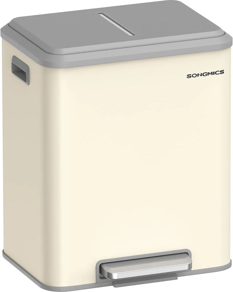 Poubelle de cuisine double pour recyclage 41,7 x 33,2 x 49,4 cm en acier beige sable 12_0011784