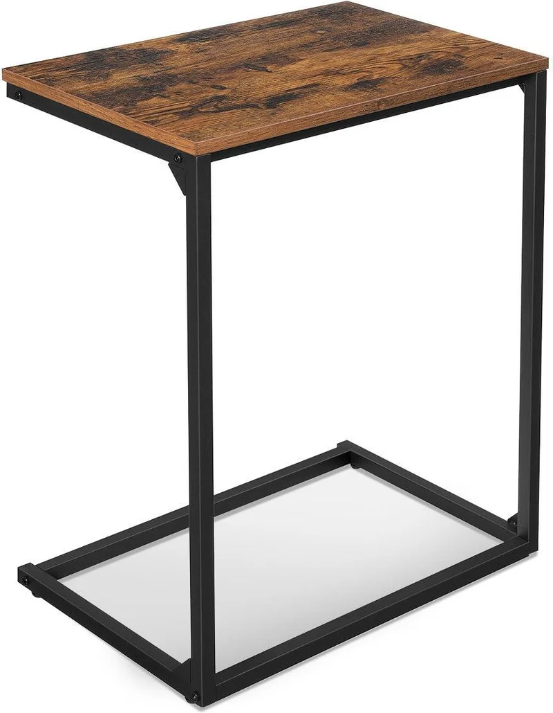 Table d'appoint design industriel 55 x 35 x 66 cm stable utilisation salon chambre en aggloméré marron rustique 12_0009558
