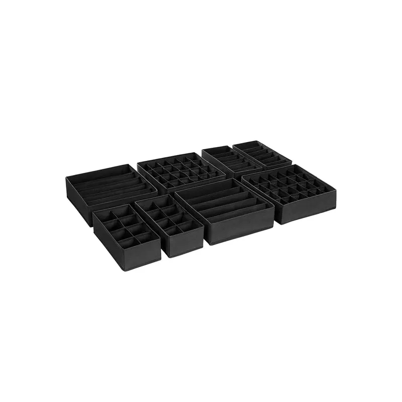 Lot de 4 organisateurs de tiroir pliables pour vêtements lingerie 32 x 32 x 10 cm en tissu noir 12_0008762