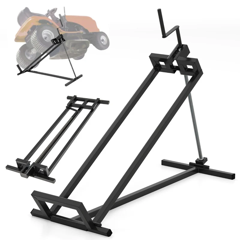 Cric de tondeuse pliable pour tracteur tondeuse 122 x 49 x 20 cm réglable et léger design en acier noir 20_0011578