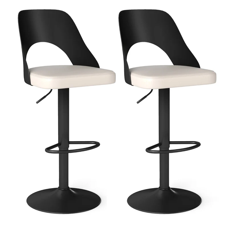 Lot de 2 tabourets de bar réglables 44 x 50 x 91-111 cm confort exceptionnel design contemporain en simili cuir noir 20_0012544