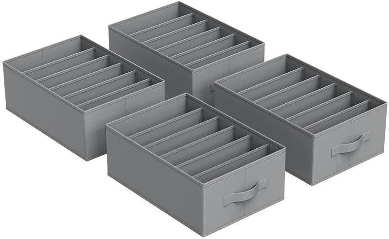 Lot de 4 organisateurs de rangement en tissu pour vêtements 42 x 30 x 17 cm style épuré gris tourterelle 12_0010981