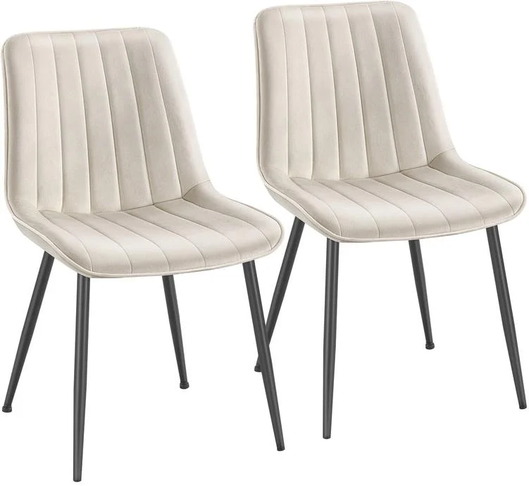 Lot de 2 chaises de salle à manger ergonomiques 57 x 48 x 80 cm confortables design moderne en polyester beige cappuccino 12_0012861