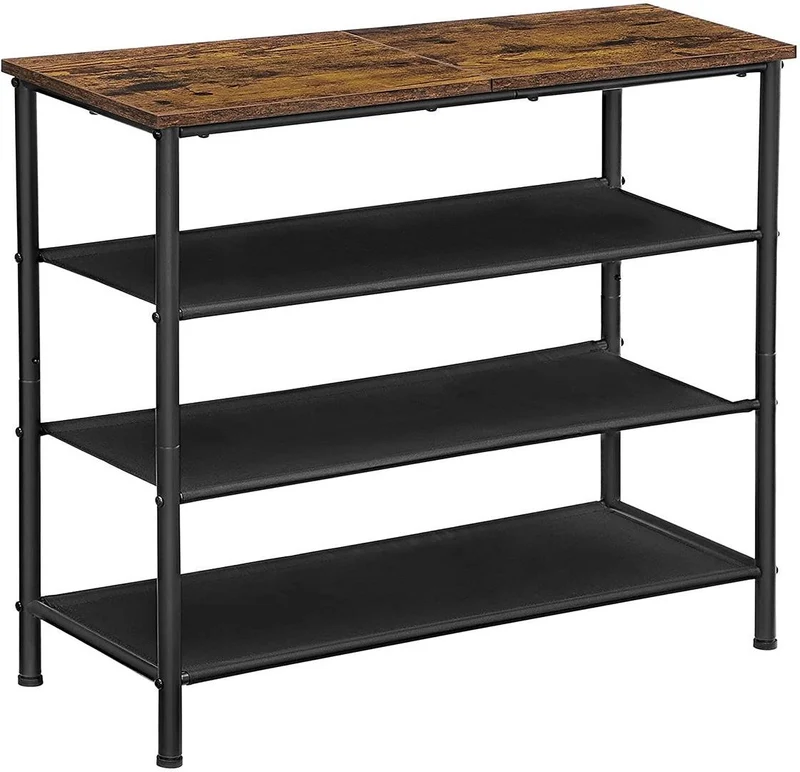 Étagère à chaussures industrielle 75 x 30 x 71 cm 4 niveaux pratique design rustique en aggloméré marron 12_0009918