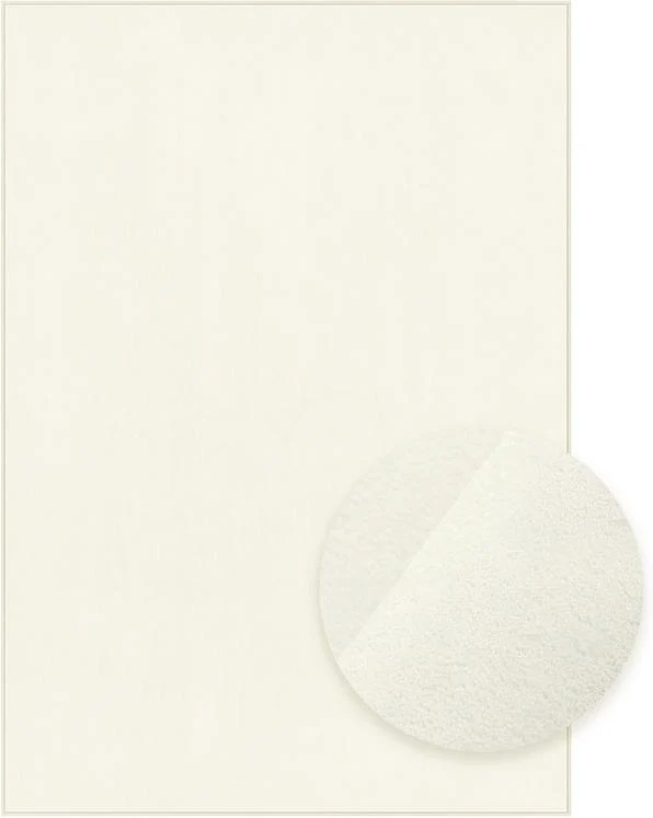 Tapis décoratif moderne antidérapant 230 x 160 cm pour salon chambre ambiance cosy en polyester blanc crème 12_0011078
