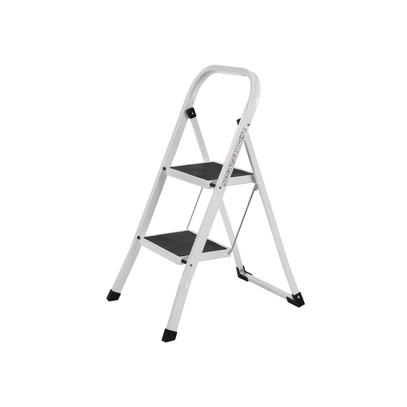 Marchepied pliant antidérapant usage quotidien 46,5 x 4 x 90 cm design pratique rangement facile en acier blanc 12_0008262