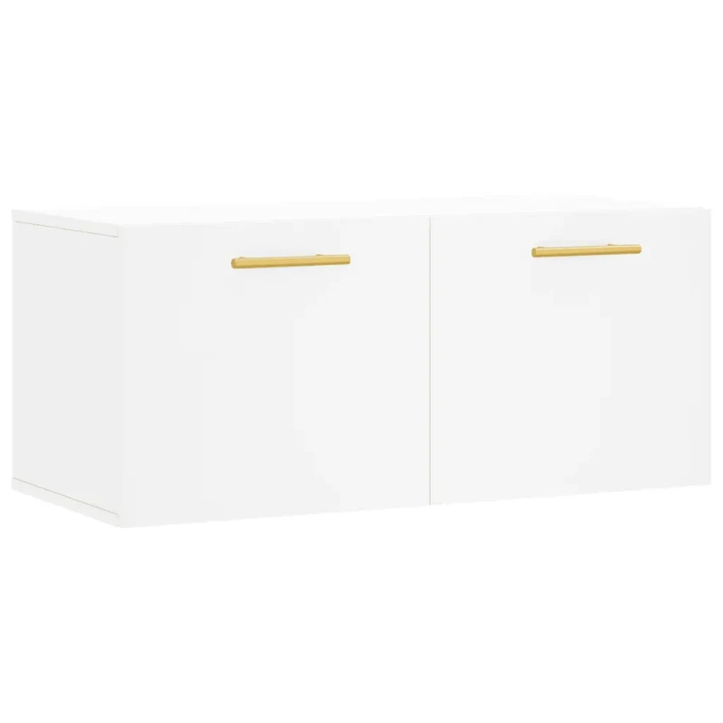 Armoire murale flottante 80 x 36,5 x 35 cm avec grand espace de rangement style moderne en bois d'ingénierie blanc 02_0048856