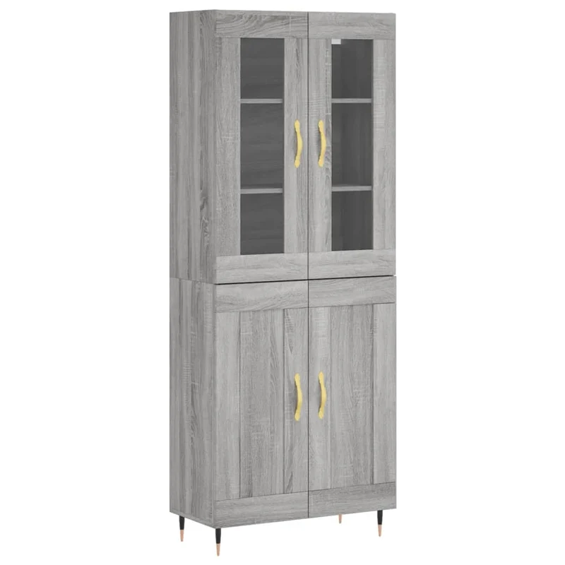 Buffet bahut commode armoire meuble de rangement organisateur cuisine salle de séjour salon haut sonoma 69,5 x 34 x 180 cm bois d'ingénierie gris 02_0035495