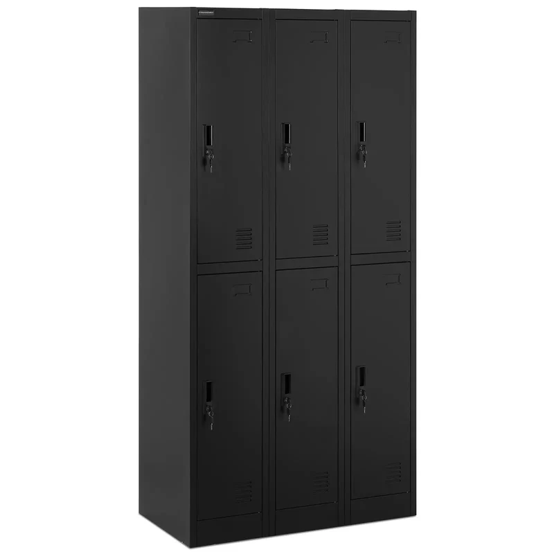 Casier vestiaire métallique 6 étagères verrouillable 200 kg acier anthracite noir 14_0008548