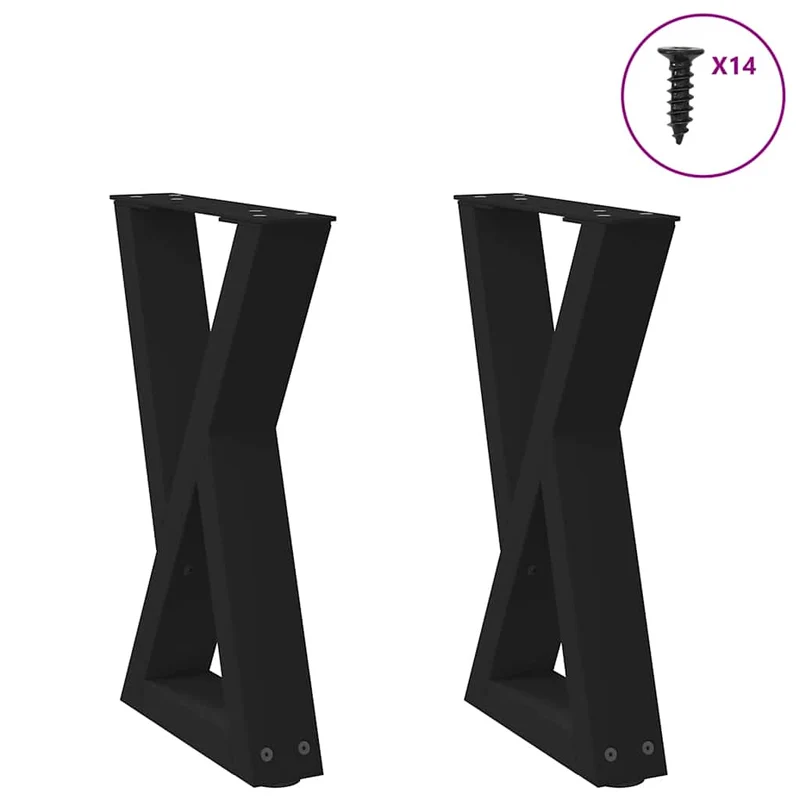 Lot de 2 pieds de table basse réglables design moderne 38 x 42-43,3 cm en acier noir 02_0056986