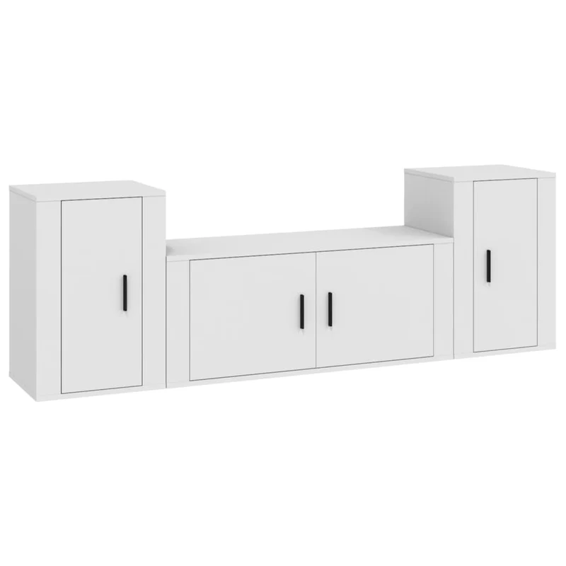 Ensemble de meubles armoire buffet TV télévision salon chambre séjour 3 pièces bois d'ingénierie blanc 02_0024466