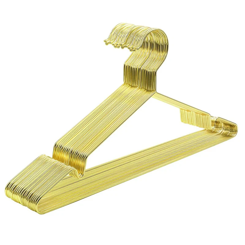 Lot de 20 cintres en métal cintres chromés antirouille gain de place résistant longueur 42 cm doré 12_0003055