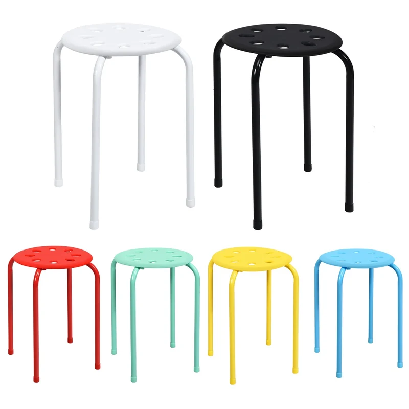 Lot de 6 tabourets empilables style moderne 30 x 30 x 44,5 cm assise confortable design en métal multicolore 20_0014191