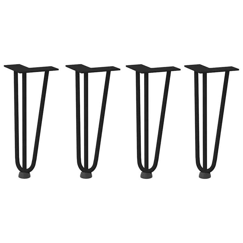 Lot de 4 pieds en épingle à cheveux pour table basse 30 cm design moderne avec niveleurs en acier massif noir 02_0056735