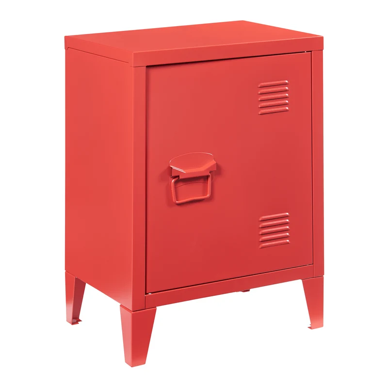 Table de chevet table de nuit commode meuble de rangement 57 x 40 x 30 cm en acier laminé rouge 03_0011016