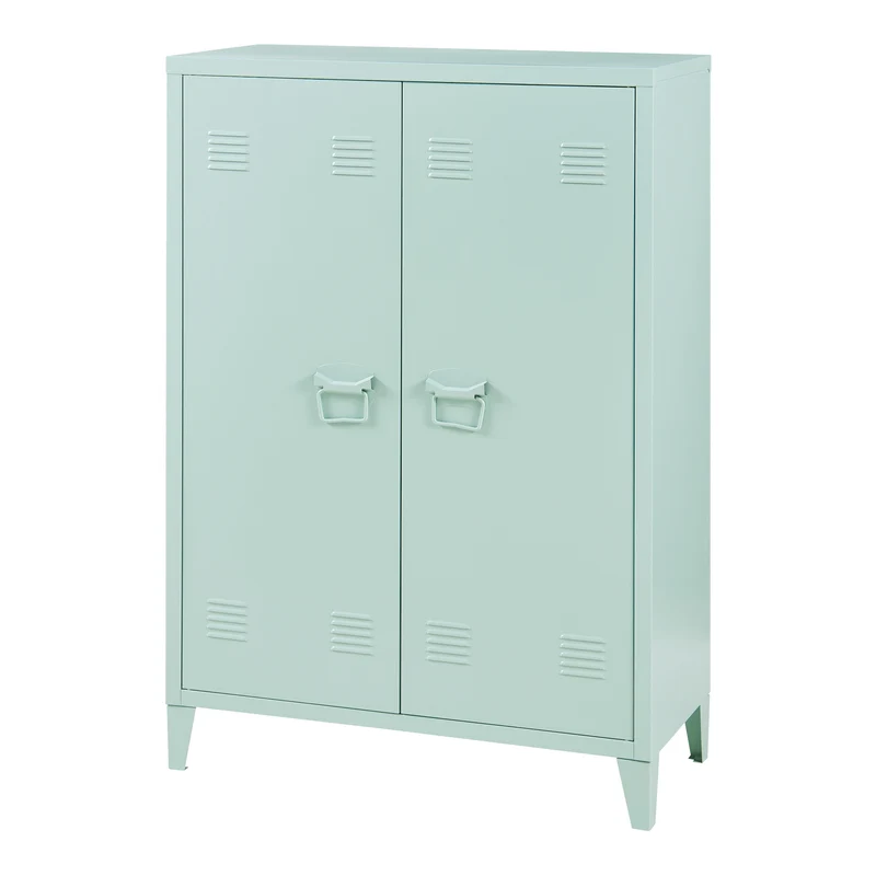 Casier de bureau métallique à 2 portes 110 x 75 x 33 cm vert pastel 03_0009181