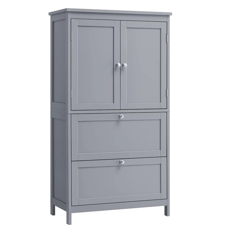 Armoire de salle de bain placard de cuisine meuble de rangement avec 2 tiroirs et 2 portes étagères réglables 30 x 60 x 110 cm blanc bbc551p31 b34bbc552p31 bbc552p31 12_0004022