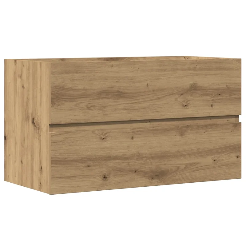Armoire de salle de bain suspendue rangement spacieux 80 x 38,5 x 45 cm en bois d'ingénierie chêne artisanal 02_0050820