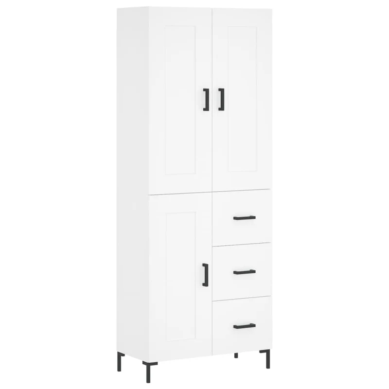 Buffet bahut commode armoire meuble de rangement organisateur cuisine salle de séjour salon haut 69,5 x 34 x 180 cm bois d'ingénierie blanc 02_0032534
